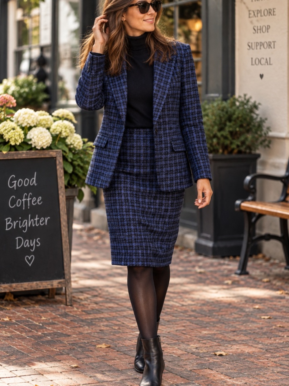 Vintage Pendleton Plaid Wool Skirt Suit Set Purple Black Size 12